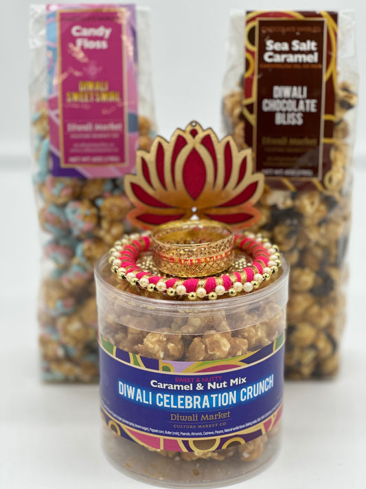 Diwali Chocolate & Nut Popcorn Trio - FREE GIFT