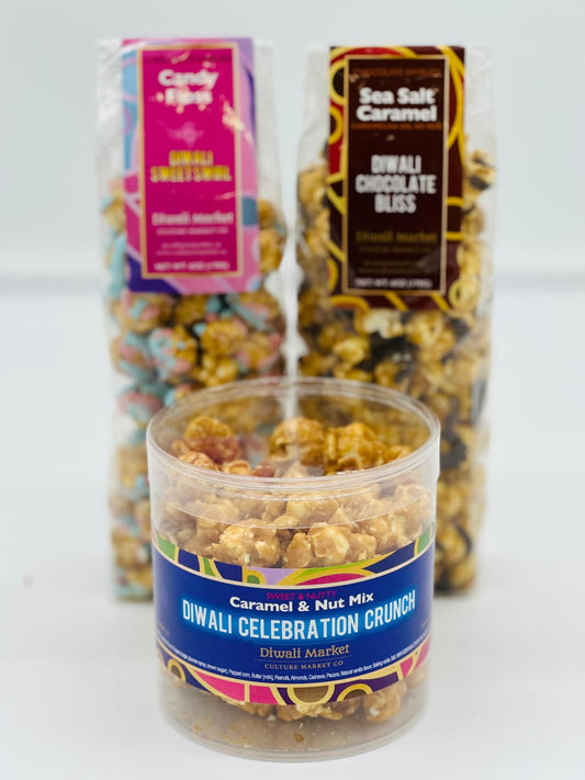 Diwali Themed Chocolate Drizzled / Roasted Nut  Caramel Popcorn